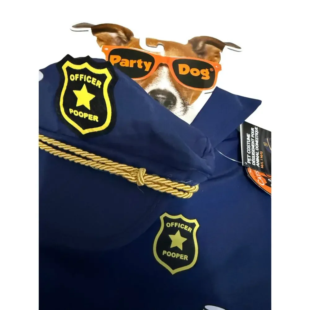 Police Officer cop Party Pooper Dog halloween Costume and Hat New Size M/L